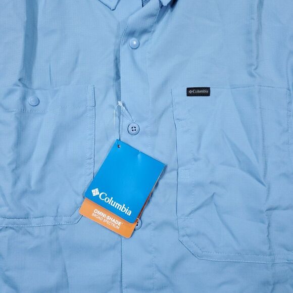 Columbia Omni Shade Men's Silver Ridge Utility Lite Shirt Light Blue Large Tall - Picture 5 of 10